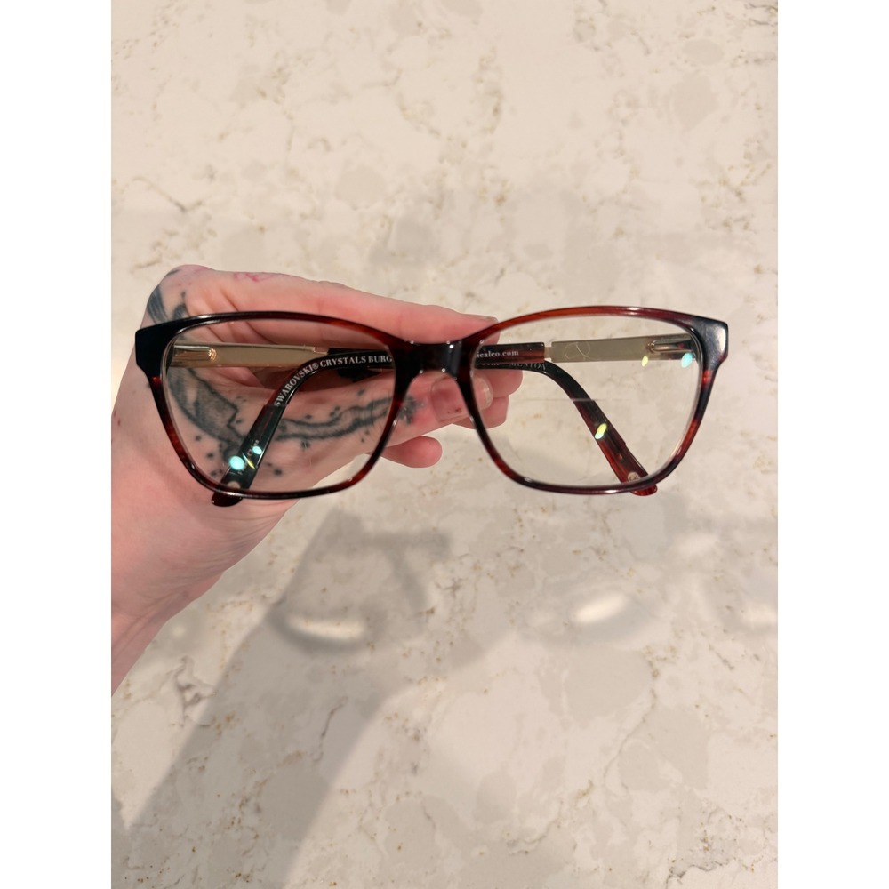 Jimmy Crystal New York Menton Burgundy Tortoise Swarovski Crystal‎ Eyeglasses
